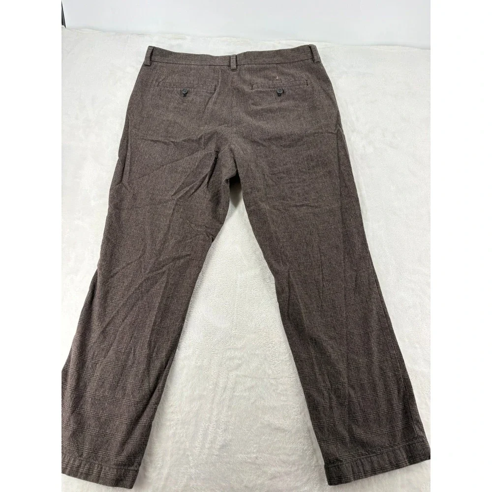 Banana Republic Chinos Mens 35x30 Aiden Fit Brown Glen Plaid Slim Straight Pants